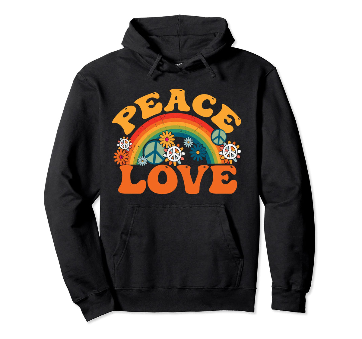 Peace Love 60S 70S Tie Dye Groovy Rainbow Hoodie - Streetwear Style Unisex