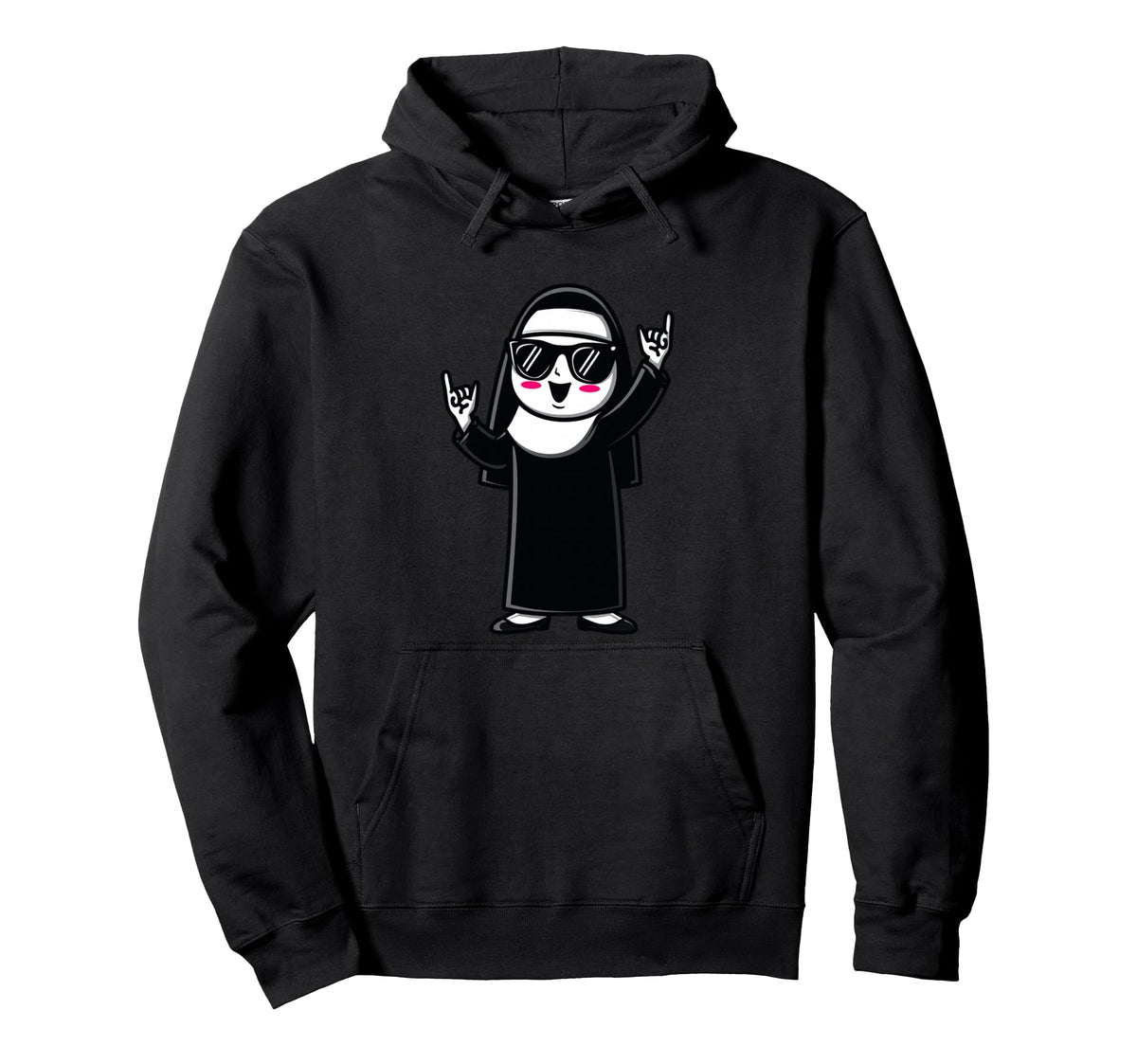 Nun Sunglasses Rock Hand Signs Funny Hoodie - Streetwear Style Men Women