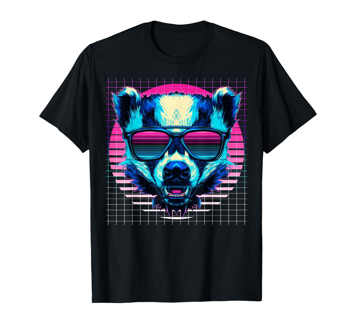 Honey Badger Sunglasses Ratel Vaporwave T-Shirt - Streetwear Style Unisex