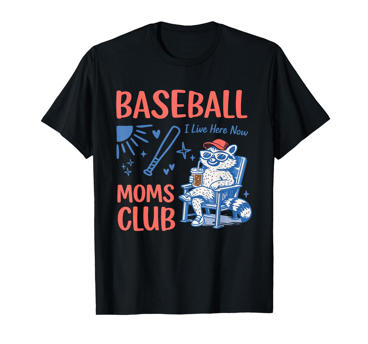 Baseball Moms Club Mothers Day Raccoon T-Shirt - Custom Art Print Unisex