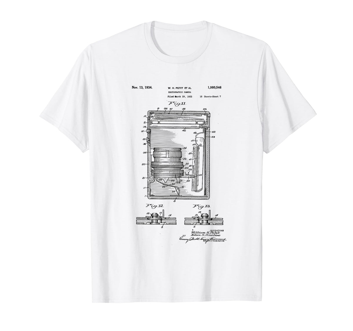 Camera Photographic Patent 1934 T-Shirt - Streetwear Style for Adults