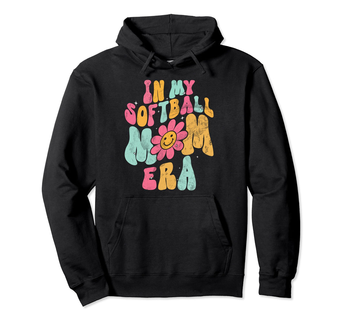 My Softball Mom Era Groovy Softball Hoodie - Trendy Graphic Men Women
