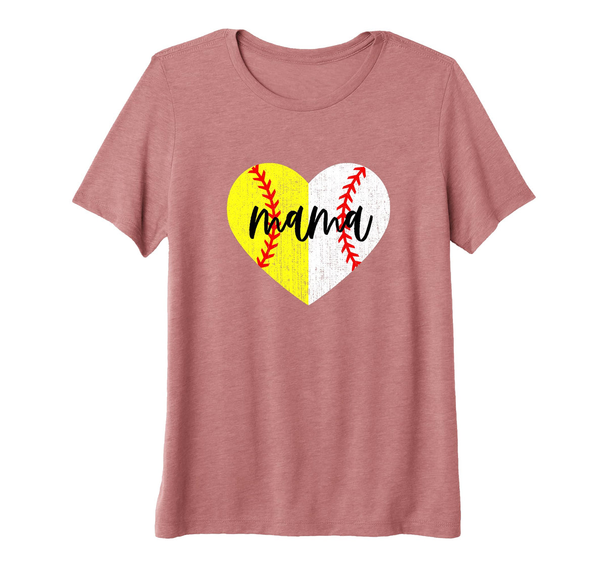 Womens Heart Mom Softball T-Shirt - Casual Everyday Wear for Adults