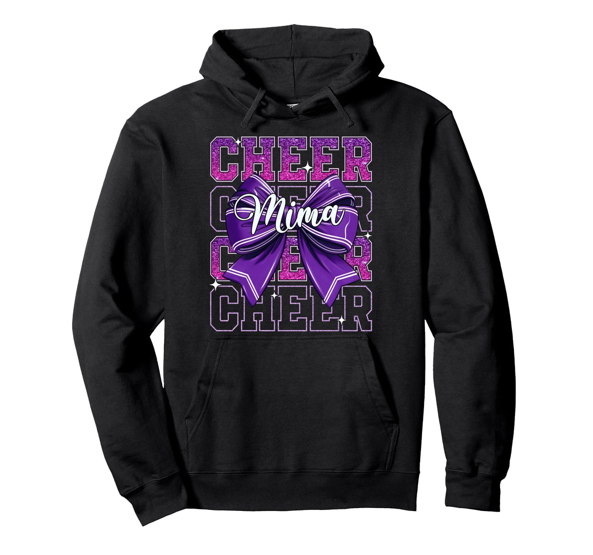 Cheer Mima Mothers Day Purple Bow Hoodie - Trendy Graphic Men Women