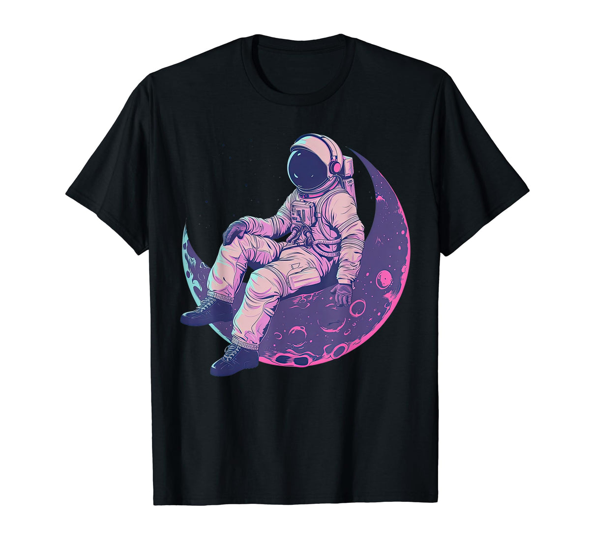 Moon Astronaut Listening To Music T-Shirt - Minimalist Print Men Women