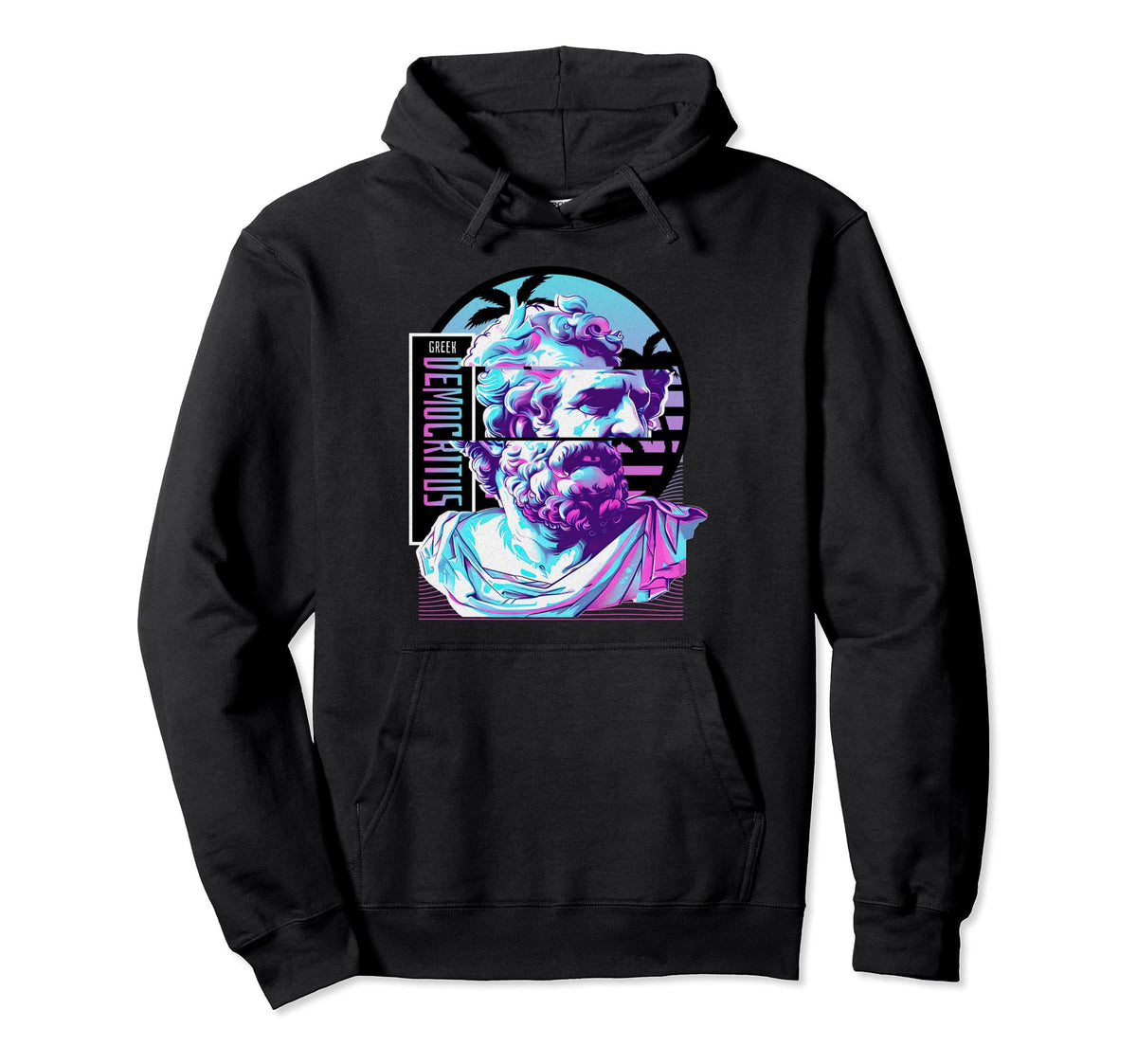 Democritus Vaporwave Glitch Streetwear Hoodie - Novelty Apparel for Adults