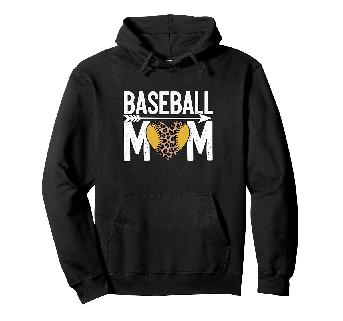 Baseball Mom Leopard Heart Sports Lover Hoodie - Novelty Apparel Unisex