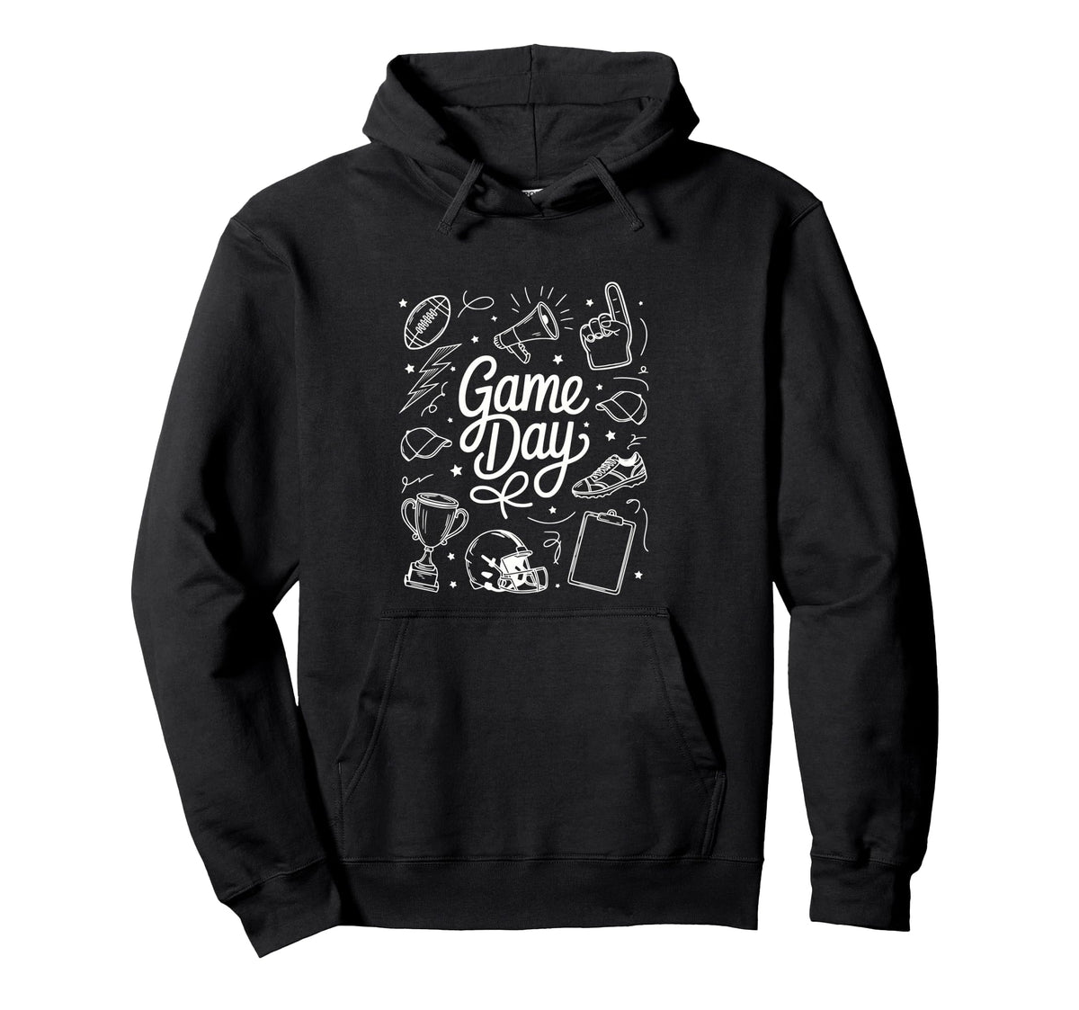 Game Day Football Doodles Sideline Hoodie - Streetwear Style for Adults