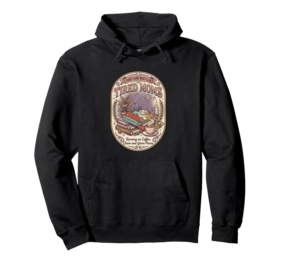 Tired Moms Family Game Night Club Hoodie - Novelty Apparel for Adults