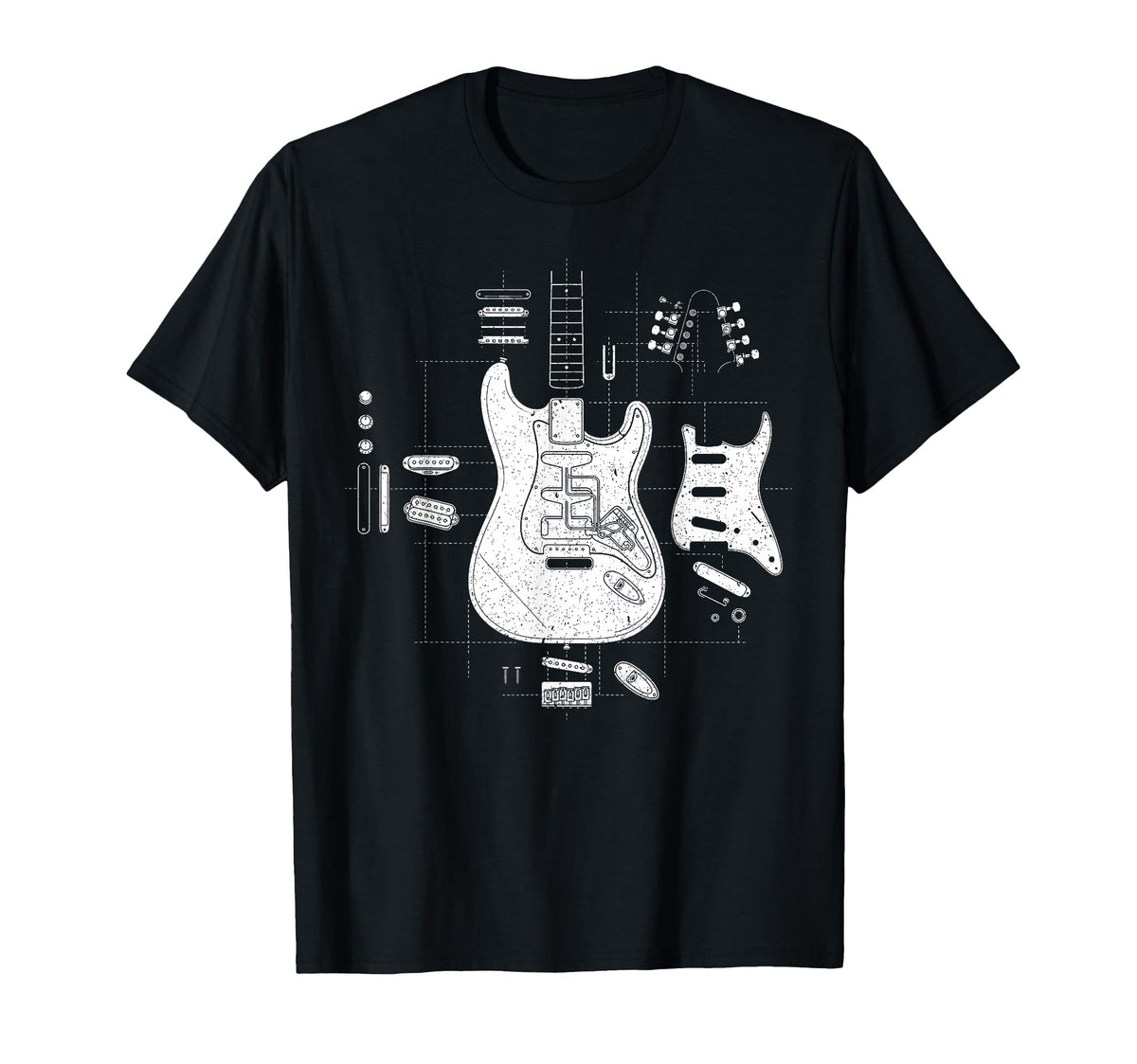 Rock Guitar Sketch Rock Music Lover T-Shirt - Aesthetic Graphic Men Women