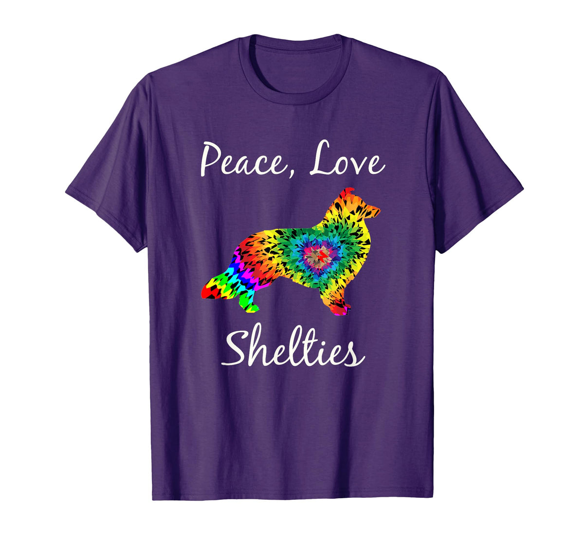 Sheltie Sheltie Gifts Tie Dye Peace T-Shirt - Casual Everyday Wear Unisex