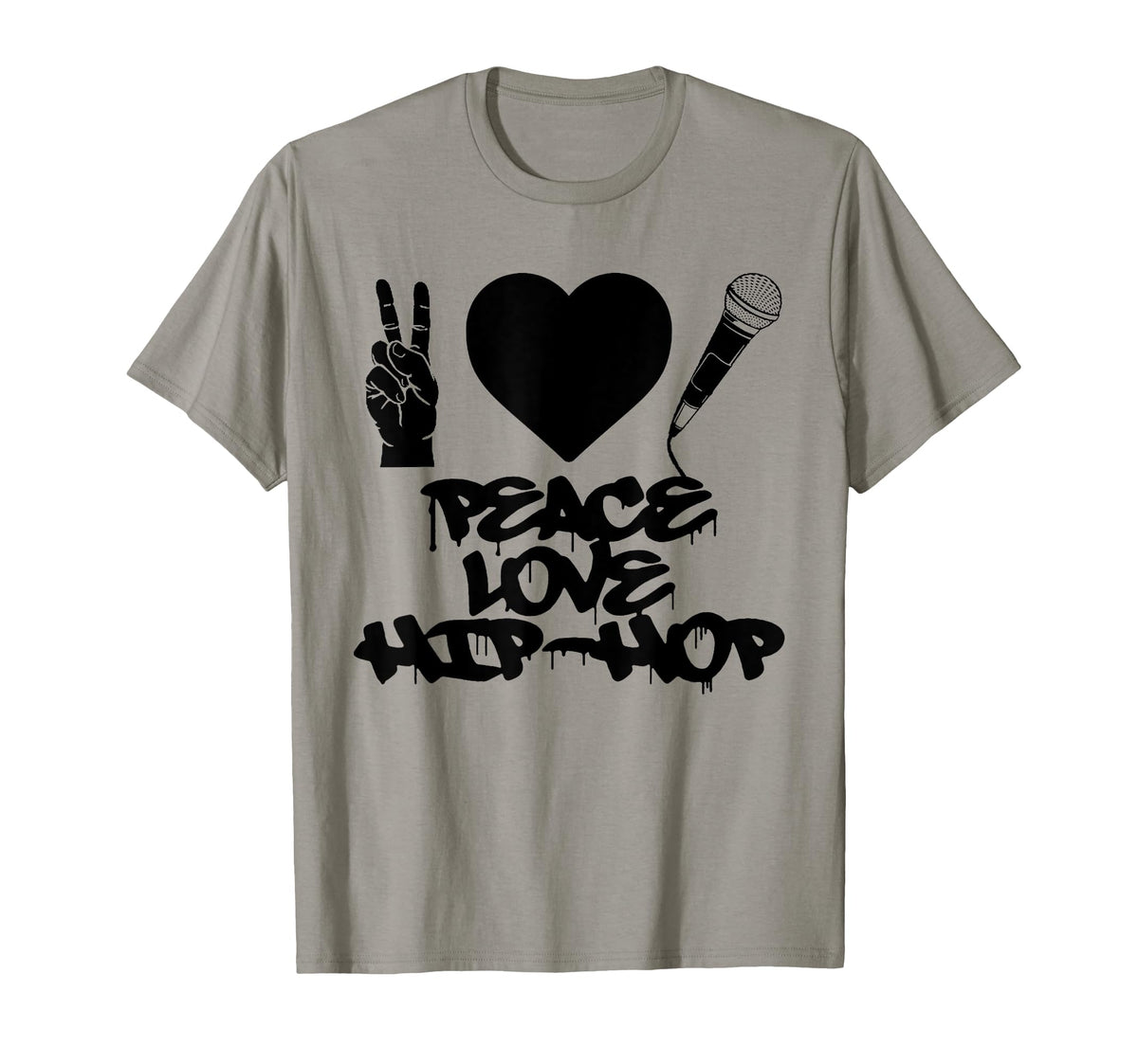 Peace Love Hip Hop Old School T-Shirt - Casual Everyday Wear for Adults