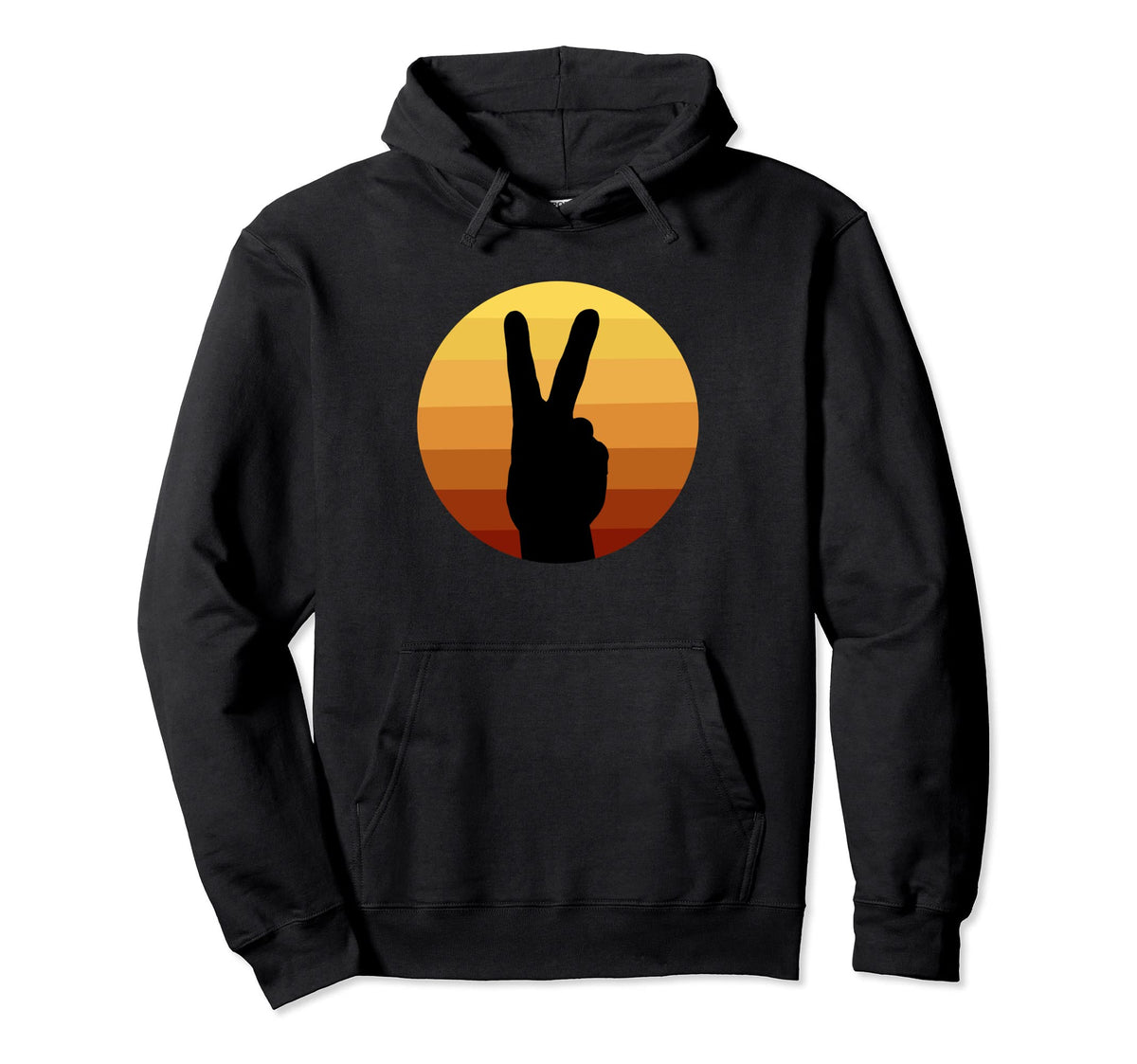 Silhouette Peace Hand Sign Funny Hoodie - Casual Everyday Wear Men Women