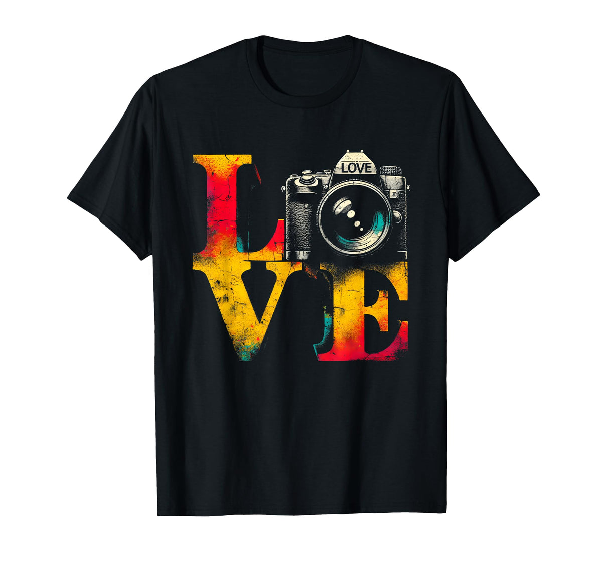 Love Camera Colorful Photographer Photo T-Shirt - Trendy Graphic Men Women