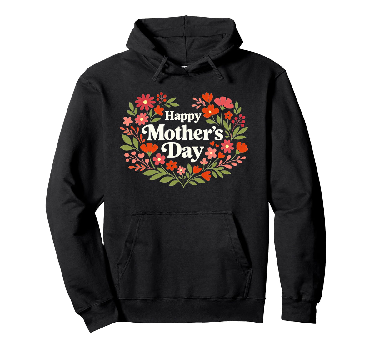 Happy Mothers Day Floral Heart Mom Hoodie - Custom Art Print for Adults