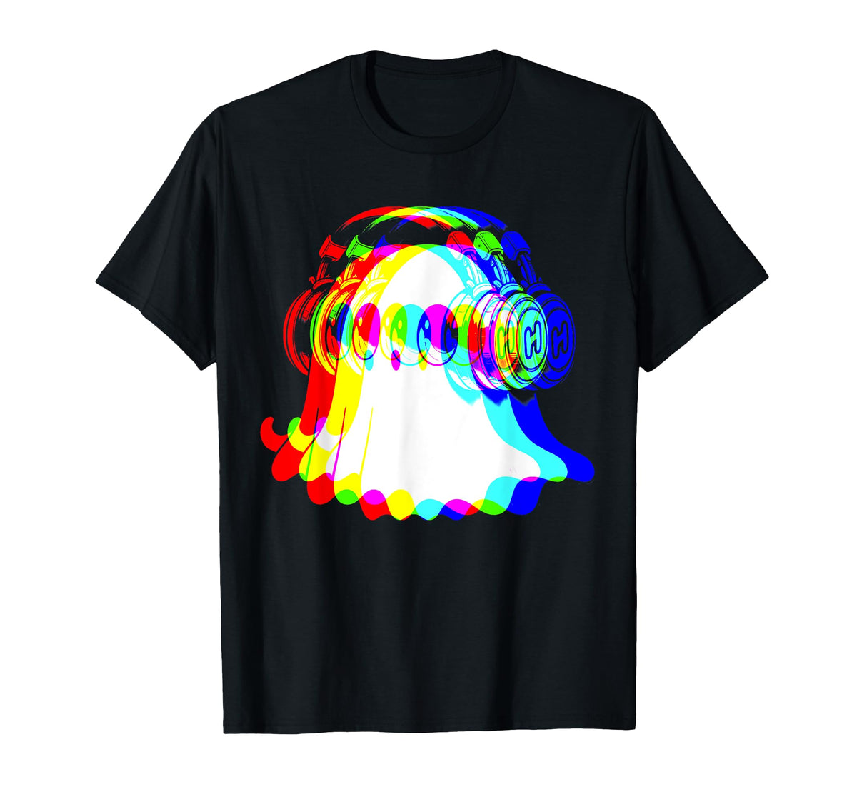 House Music Ghost Dj Rave Color T-Shirt - Casual Everyday Wear for Adults
