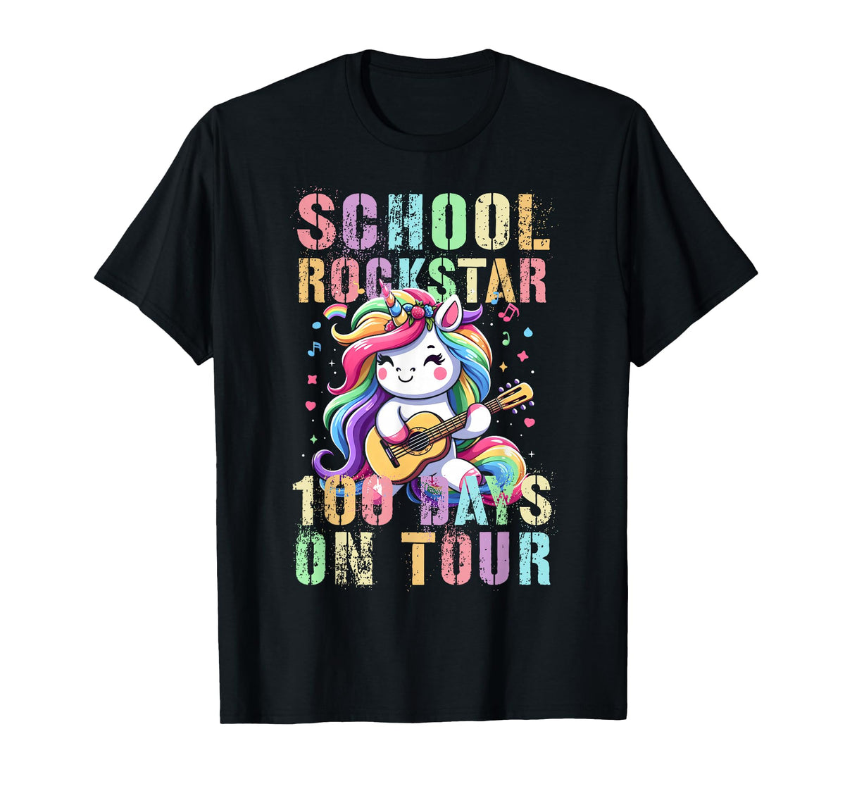 Cheerful School Rockstar 100 Days T-Shirt - Streetwear Style Men Women