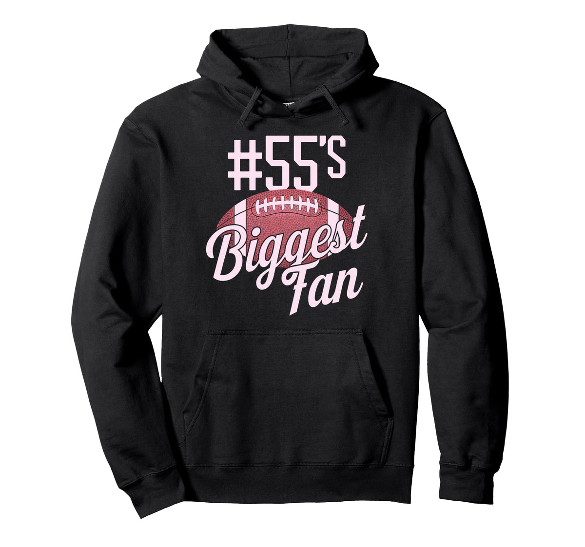 Number 55 Biggest Fan Football Mom Hoodie - Graphic Print for Adults