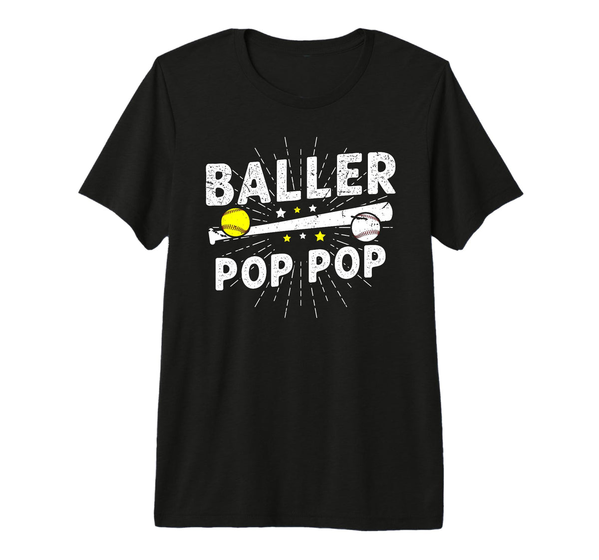 Mens Baller Pop Pop Proud Softball T-Shirt - Streetwear Style for Adults