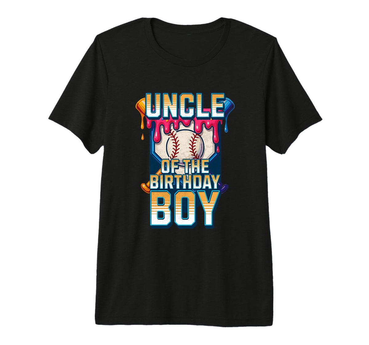 Uncle Birthday Baseball Ice Cream T-Shirt - Casual Everyday Wear Men Women
