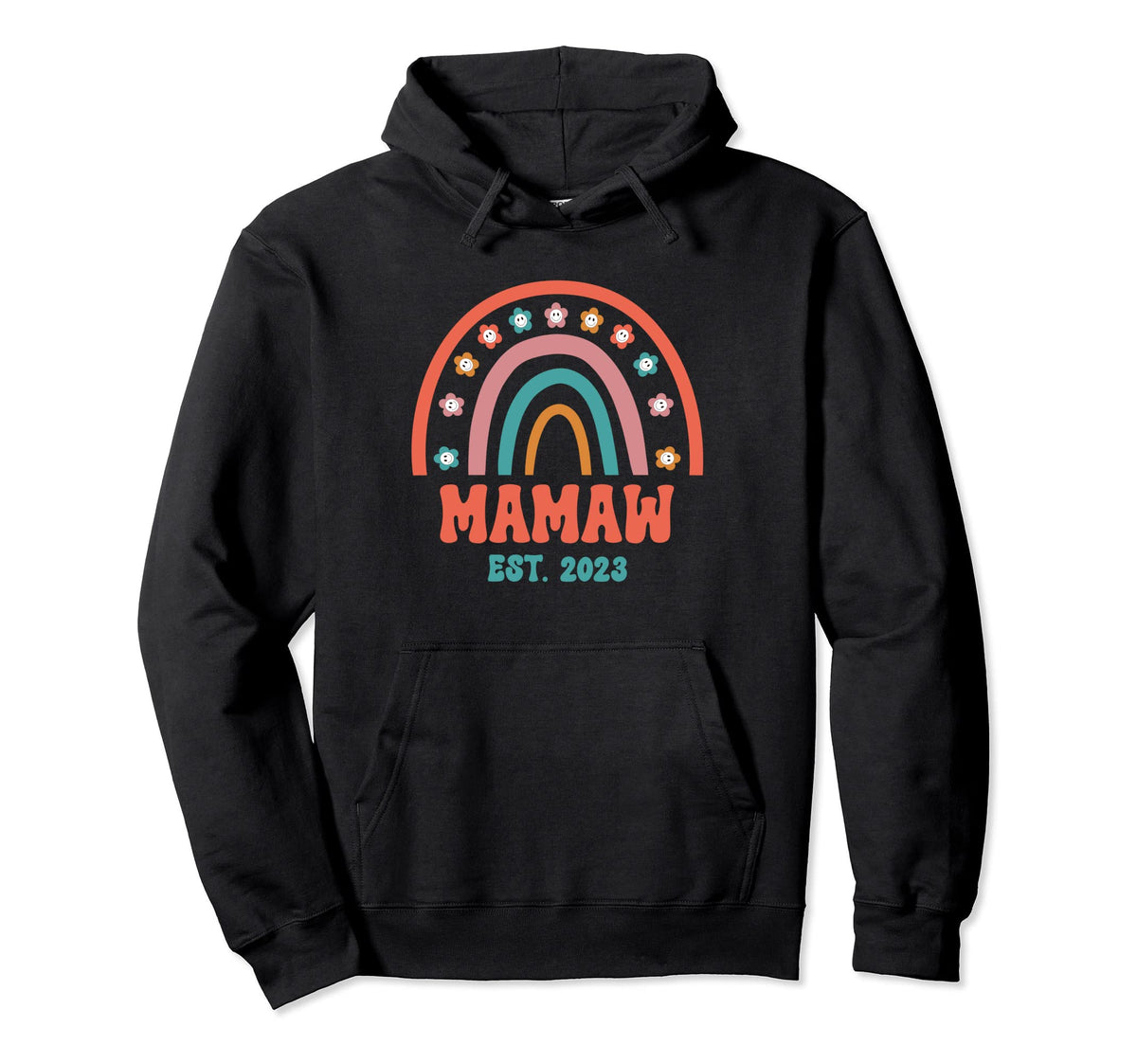 Mamaw Groovy Grandma Est 2023 Rainbow Hoodie - Custom Art Print Men Women