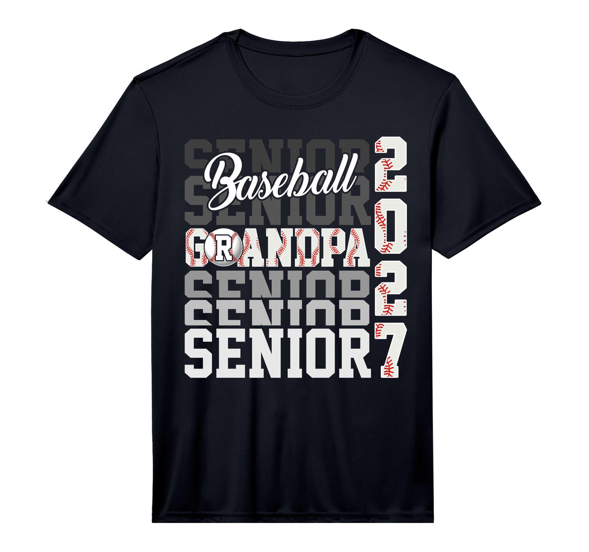 Senior 2027 Baseball Grandpa Proud T-Shirt - Trendy Graphic Men Women