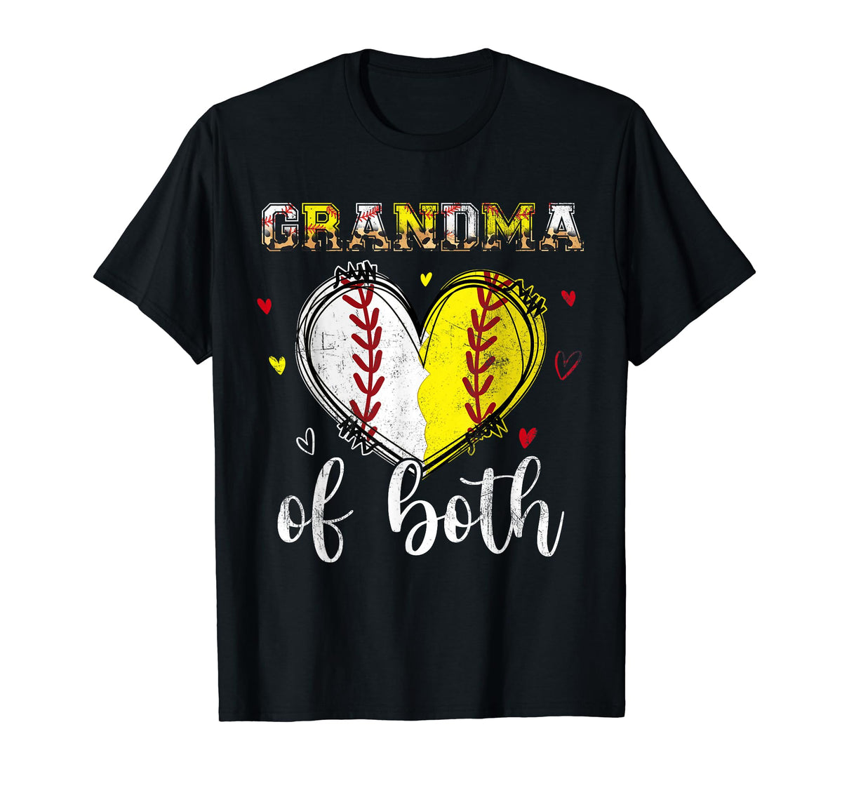 Grandma Both Baseball Softball Heart T-Shirt - Streetwear Style Men Women