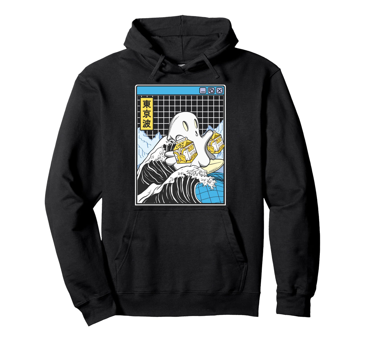 Surfing Ghost Banana Milk Cartons Wave Hoodie - Custom Art Print Men Women