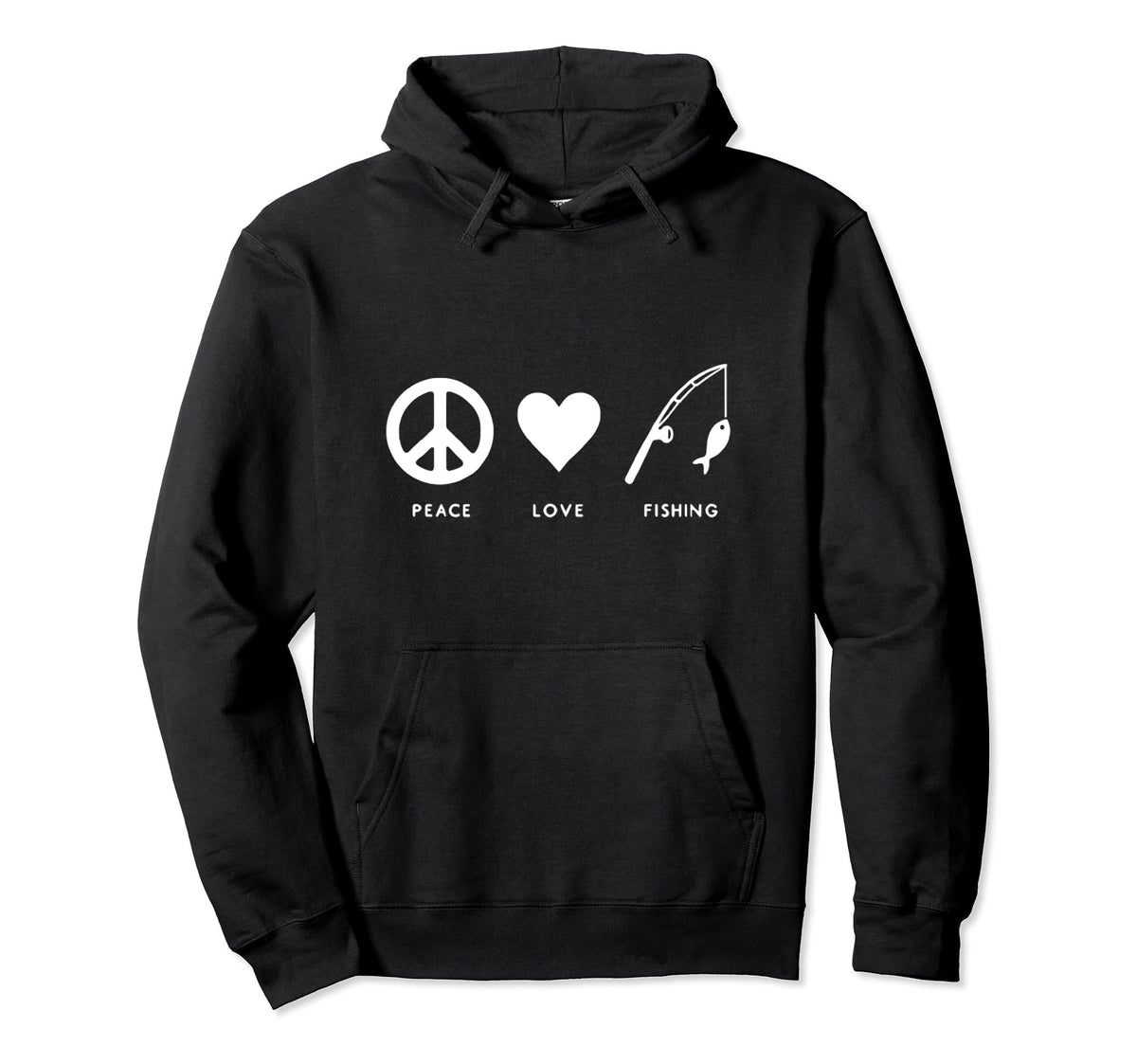 Anglers Retreat Reel Fanatics Peace Love Hoodie - Novelty Apparel Unisex