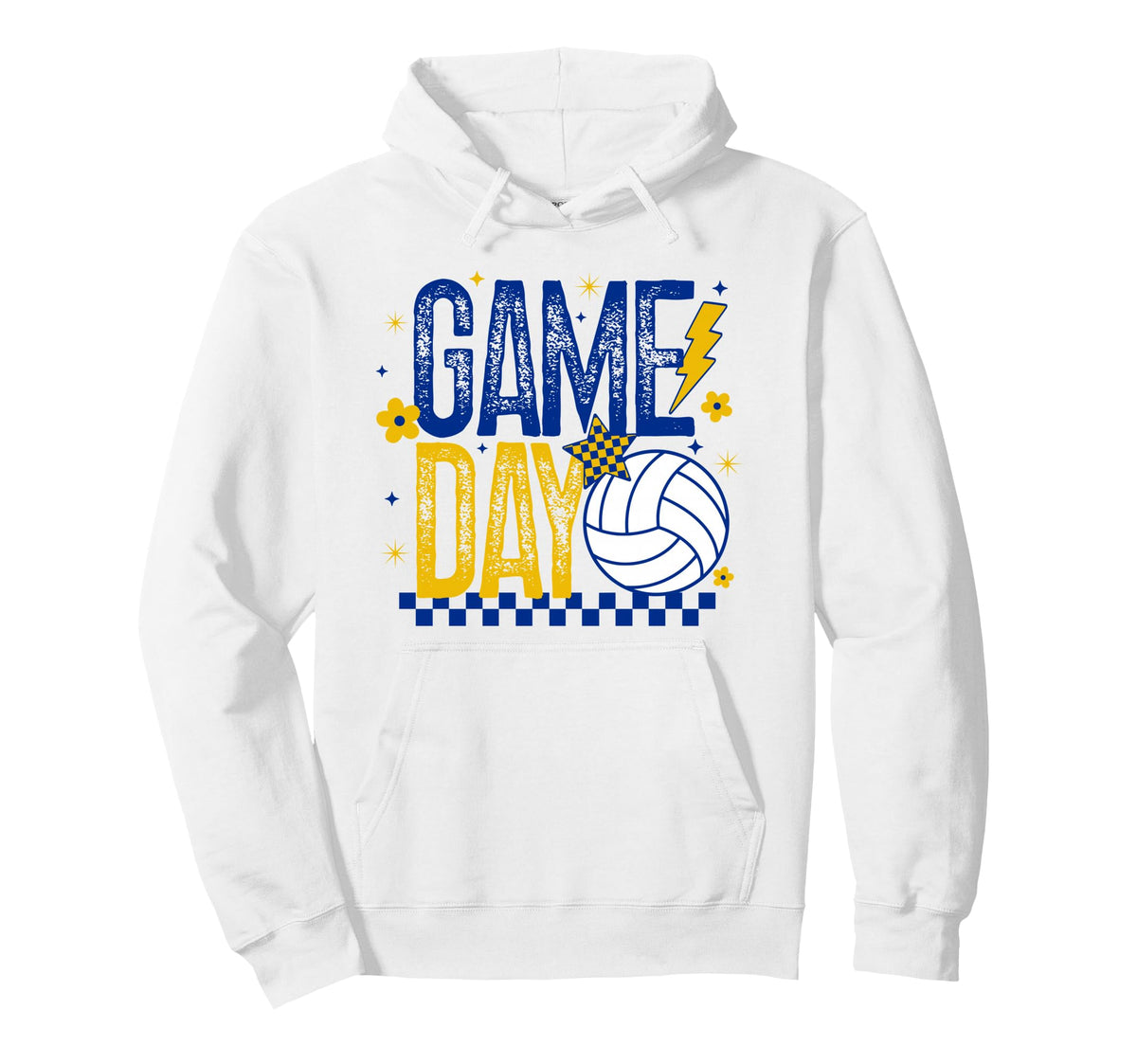 Volleyball Game Day Volleyball Mom Blue Gold Hoodie - Trendy Graphic Unisex