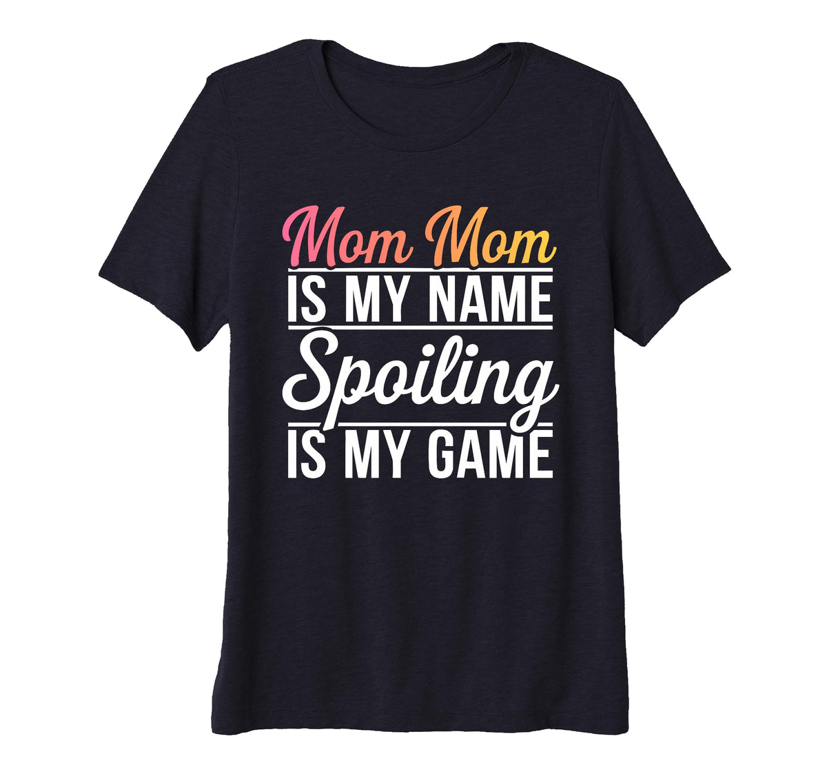 Womens Mom Mom Is My Name Spoiling Is T-Shirt - Trendy Graphic for Adults