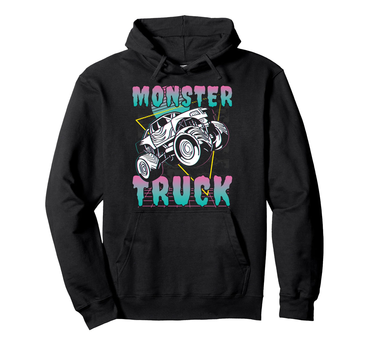 Vaporwave Aesthetic Monster Truck Offroad Hoodie - Novelty Apparel Unisex