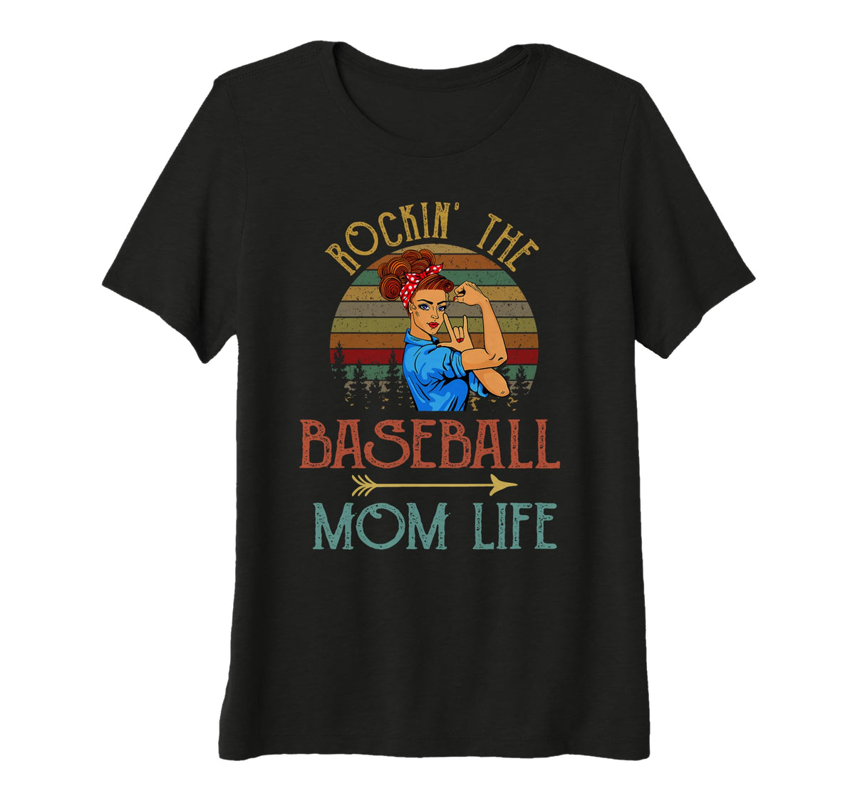 Womens Rockin Baseball Mom Life Flower T-Shirt - Custom Art Print Unisex