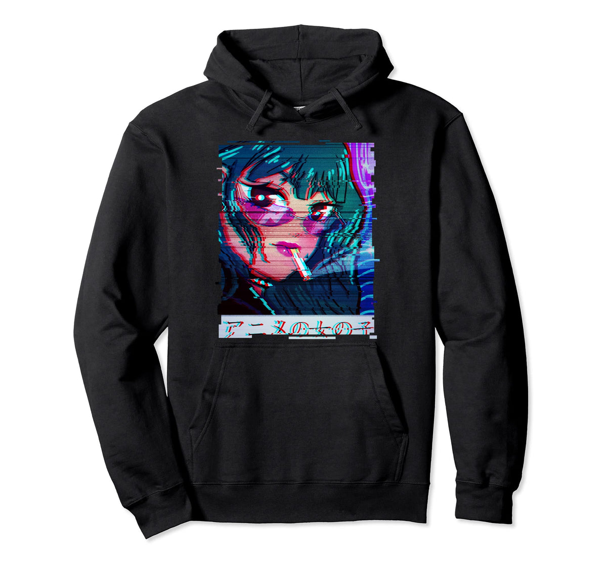 Aesthetic Vaporwave Japanese Glitch Hoodie - Aesthetic Graphic Men Women