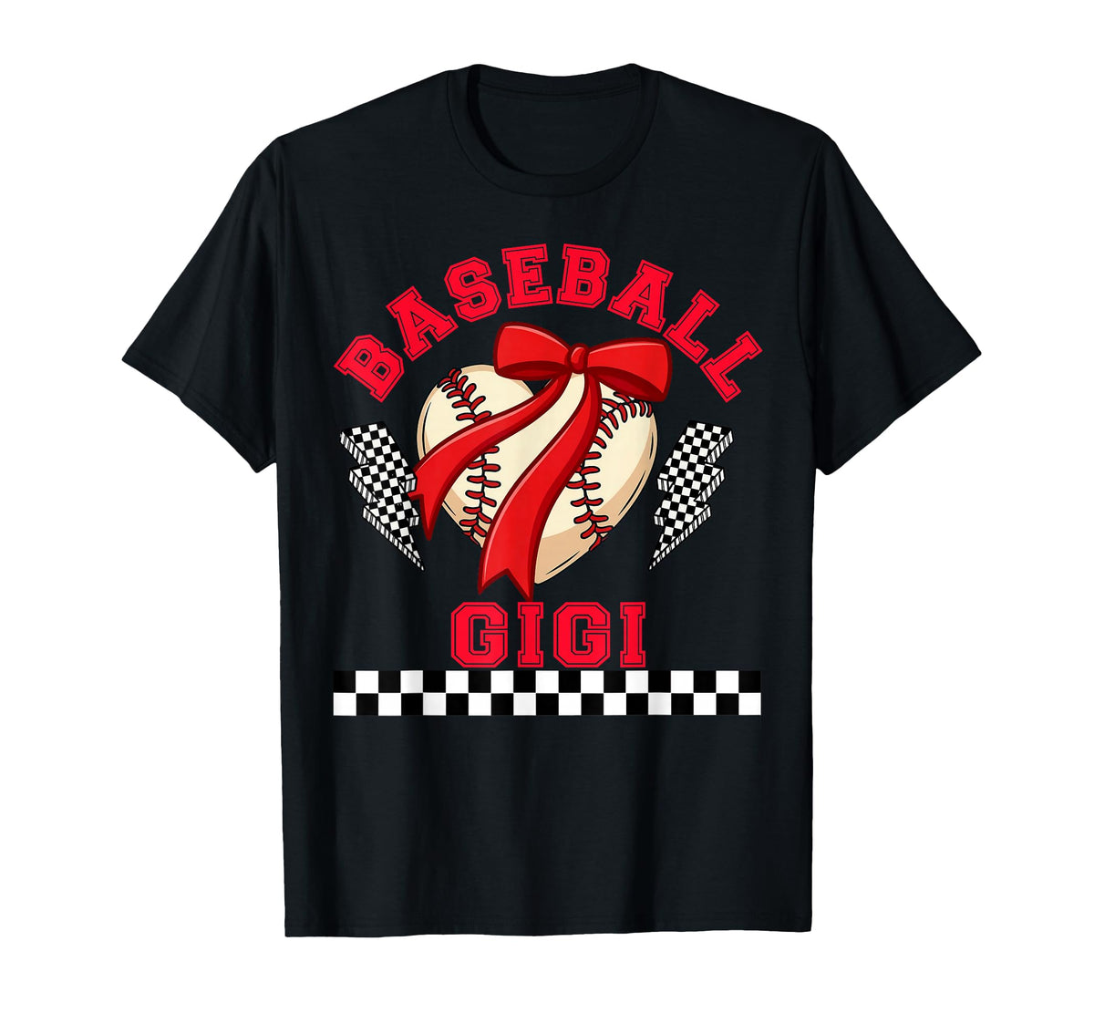 Baseball Gigi Heart Bow Grandma Nana T-Shirt - Unique Graphic Men Women