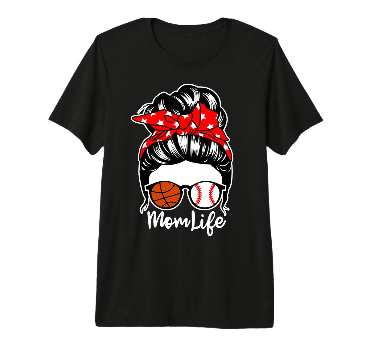 Mom Life Messy Bun Hair Baseball T-Shirt - Custom Art Print Unisex