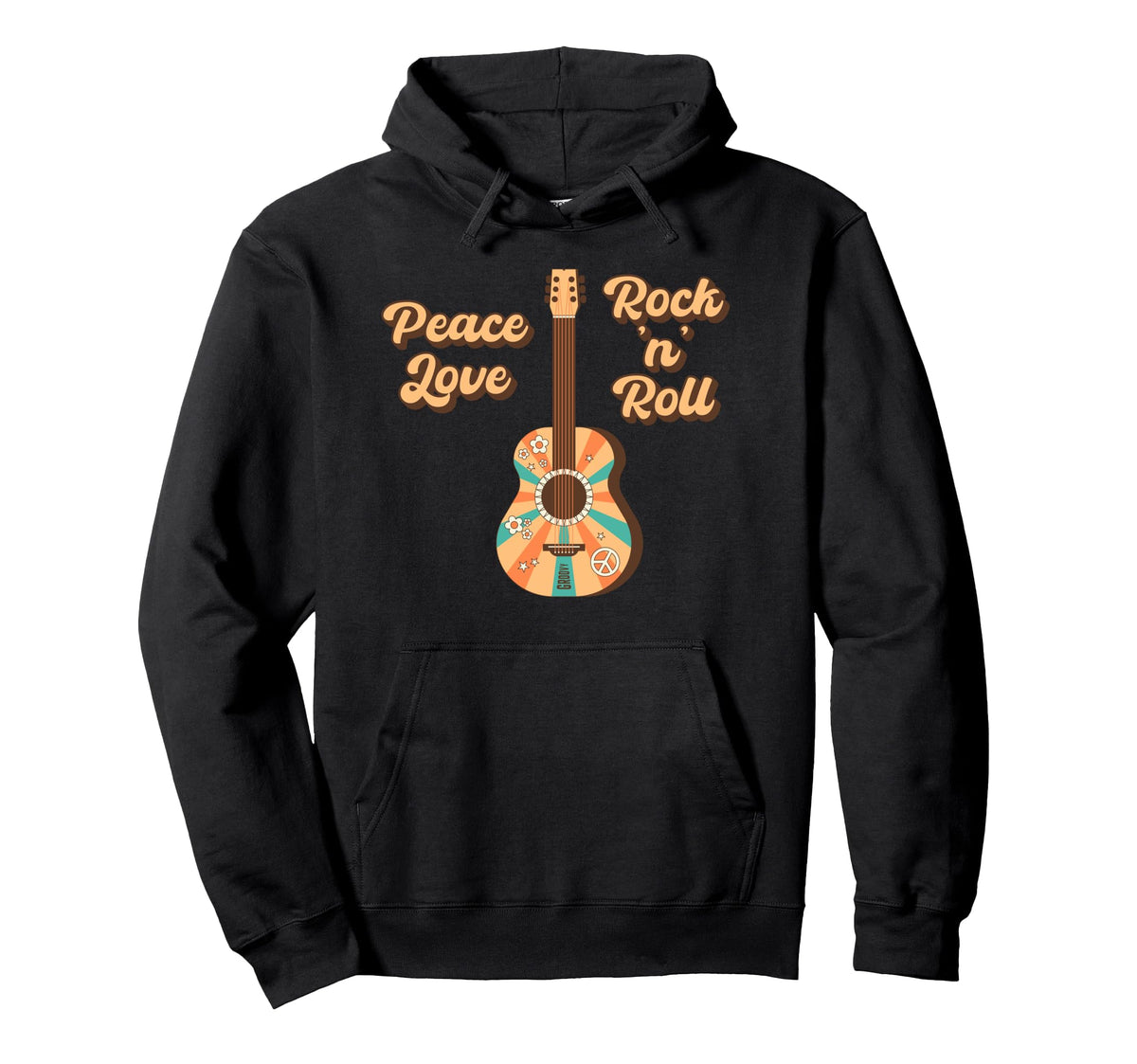 Peace Love Rock And Roll Sign Music Hoodie - Trendy Graphic Men Women