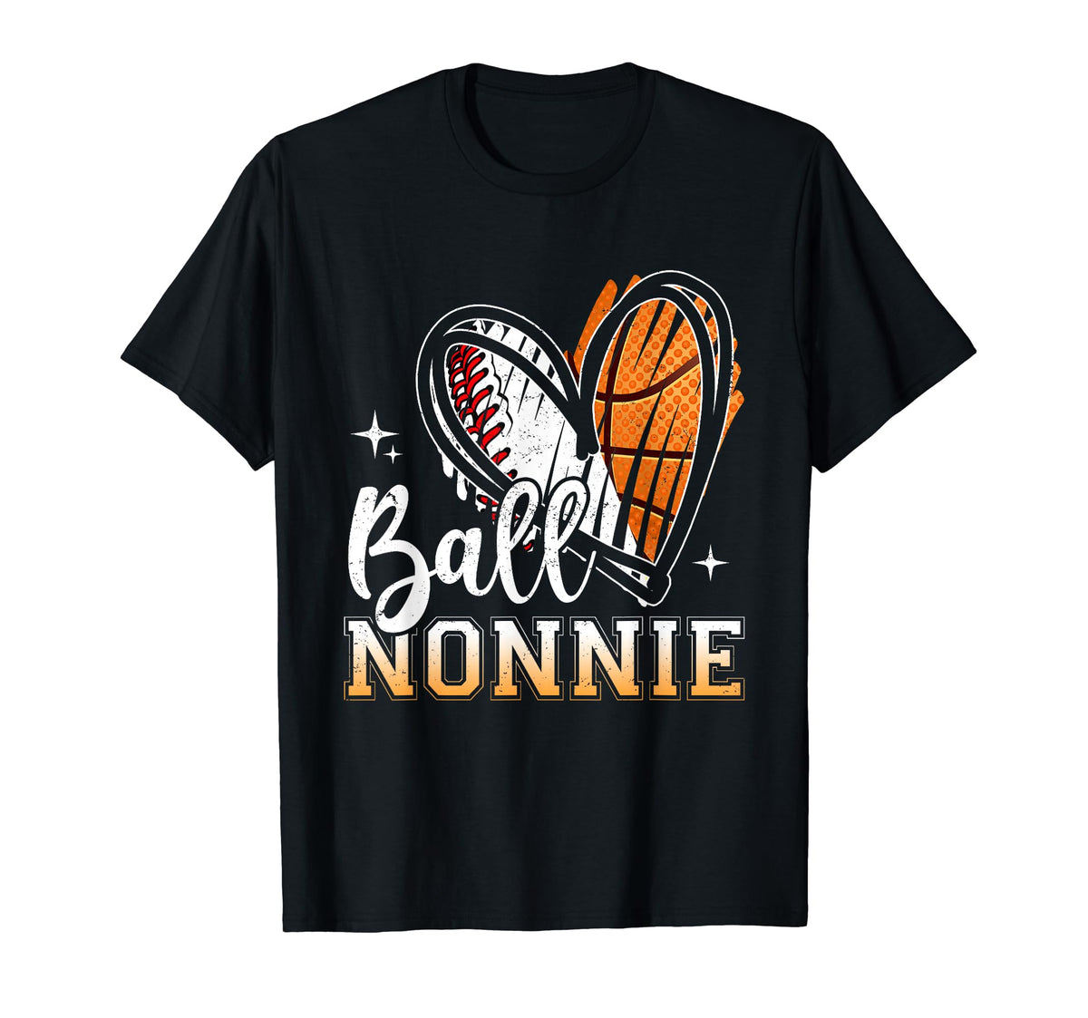 Ball Nonnie Baseball Basketball Grandma T-Shirt - Minimalist Print Unisex