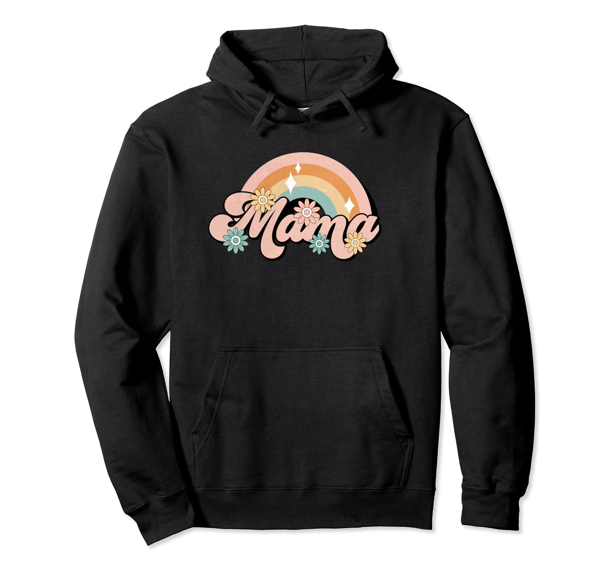 Mama Rainbow Colorful Flowers Mom Hoodie - Casual Everyday Wear Unisex