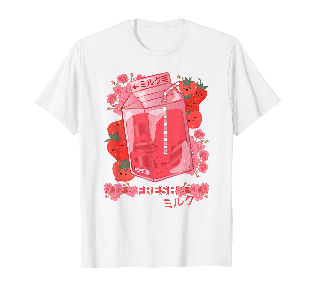 Japanese Otaku Kawaii 90S Strawberry Milk T-Shirt - Graphic Print Unisex