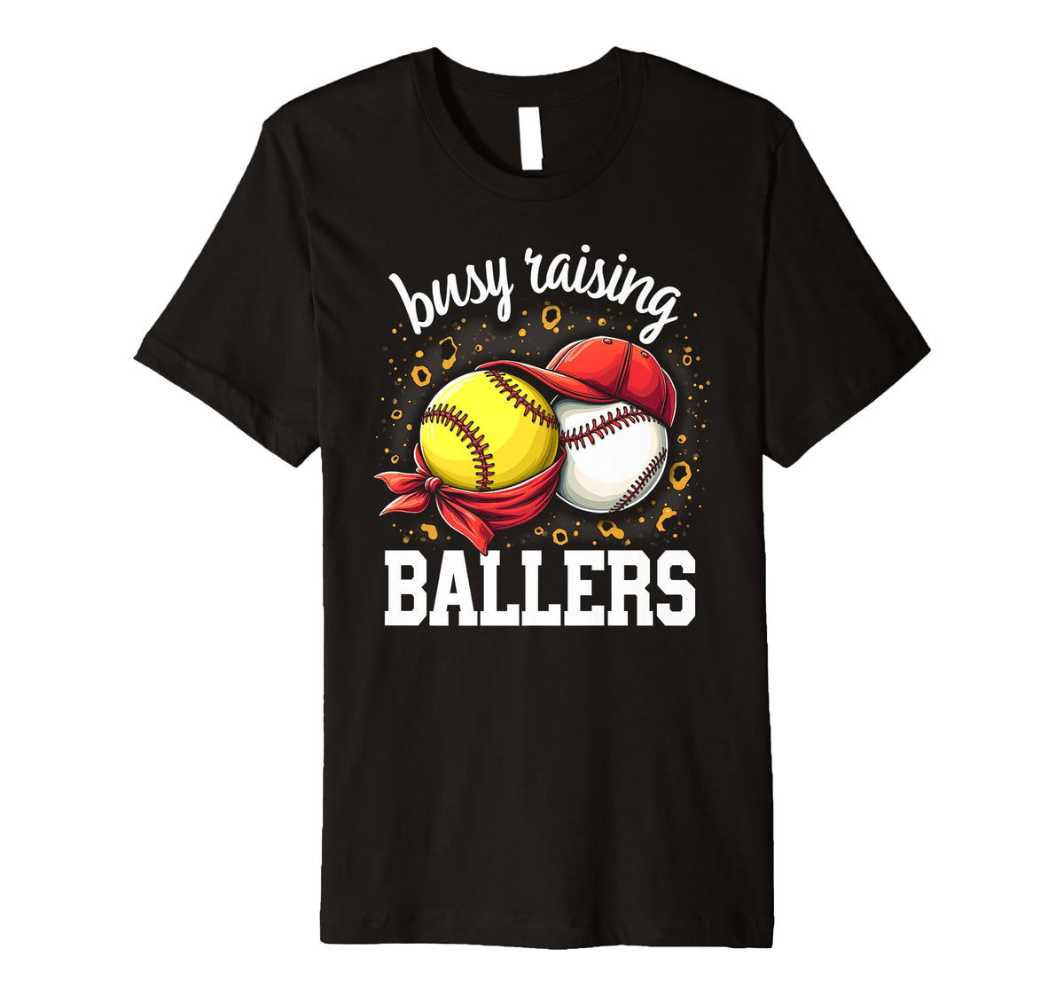 Playful Busy Raising Ballers Sports Mom T-Shirt - Fun Novelty Design Unisex