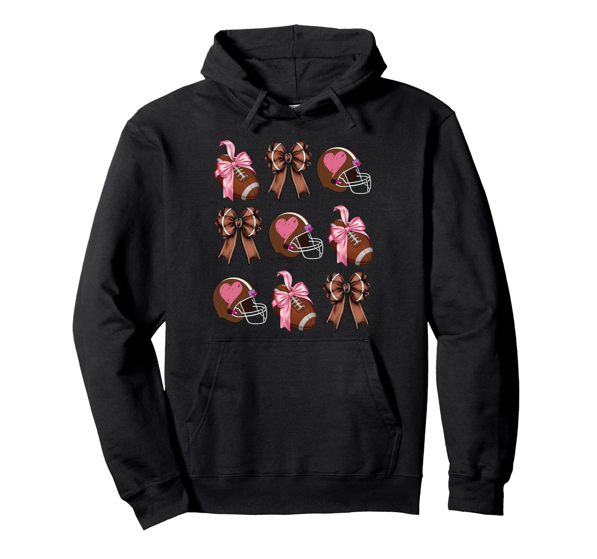 Womens Moms Coquette Bow Football Lover Hoodie - Unique Graphic Men Women