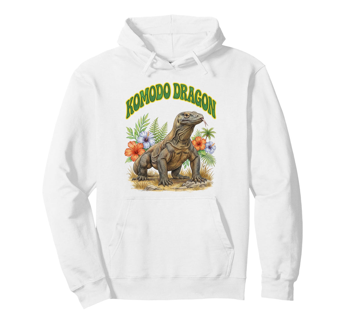 Komod Dragon Groovy Floral Watercolor Hoodie - Trendy Graphic for Adults