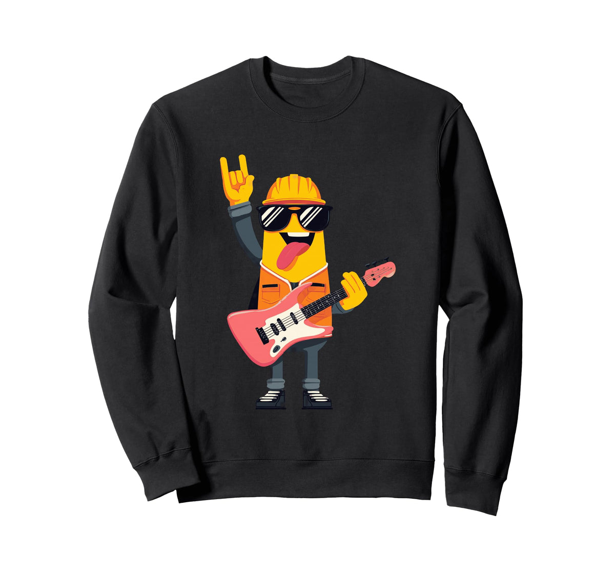 Funny Banana Character Rock Music Sweatshirt - Minimalist Print Men Women