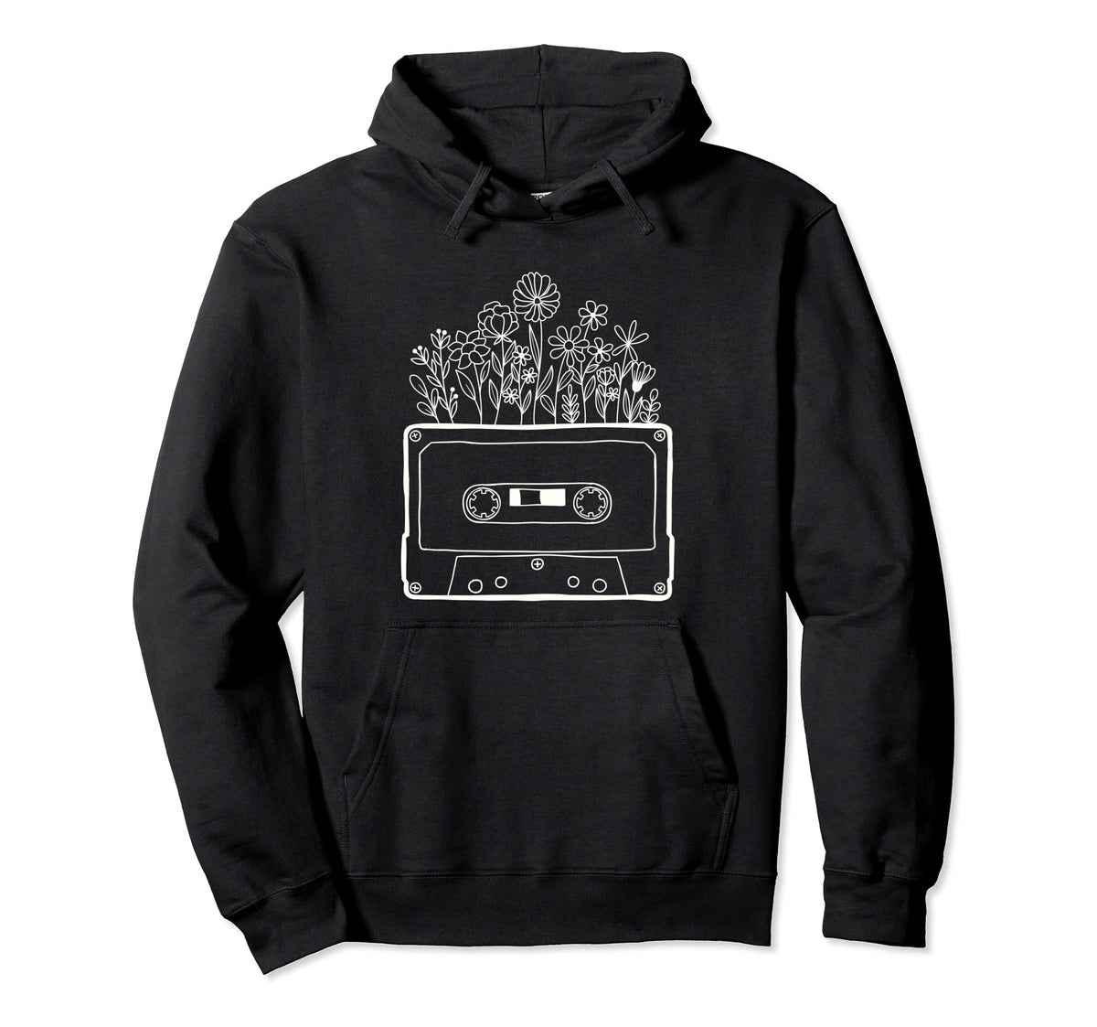Floral Flower Cassette Tape Vinyl 80S Art Hoodie - Aesthetic Graphic Unisex