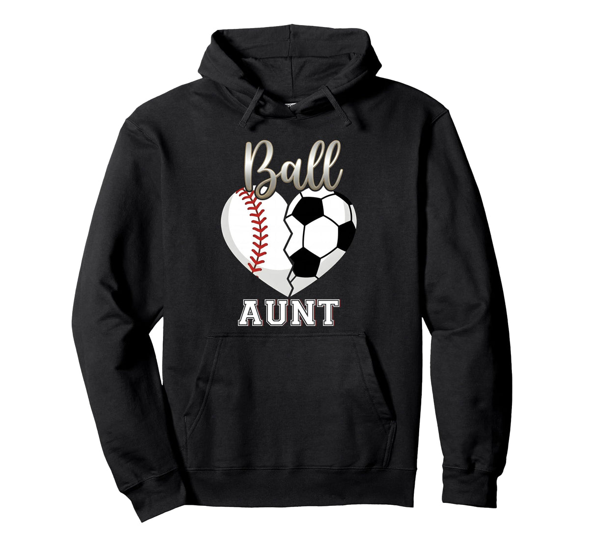 Ball Aunt Baseball Soccer Heart Mothers Hoodie - Custom Art Print Unisex