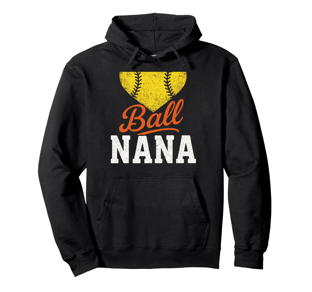 Ball Nana Baseball Softball Heart Love Hoodie - Trendy Graphic for Adults