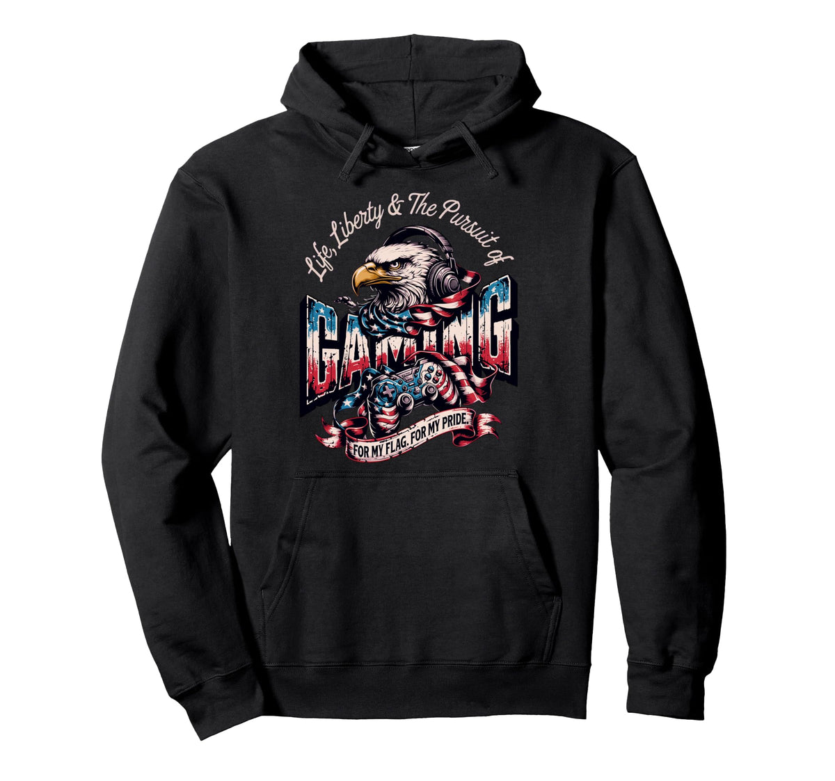 Patriotic Usa Gamer Usa Flag Proud Hoodie - Unique Graphic for Adults