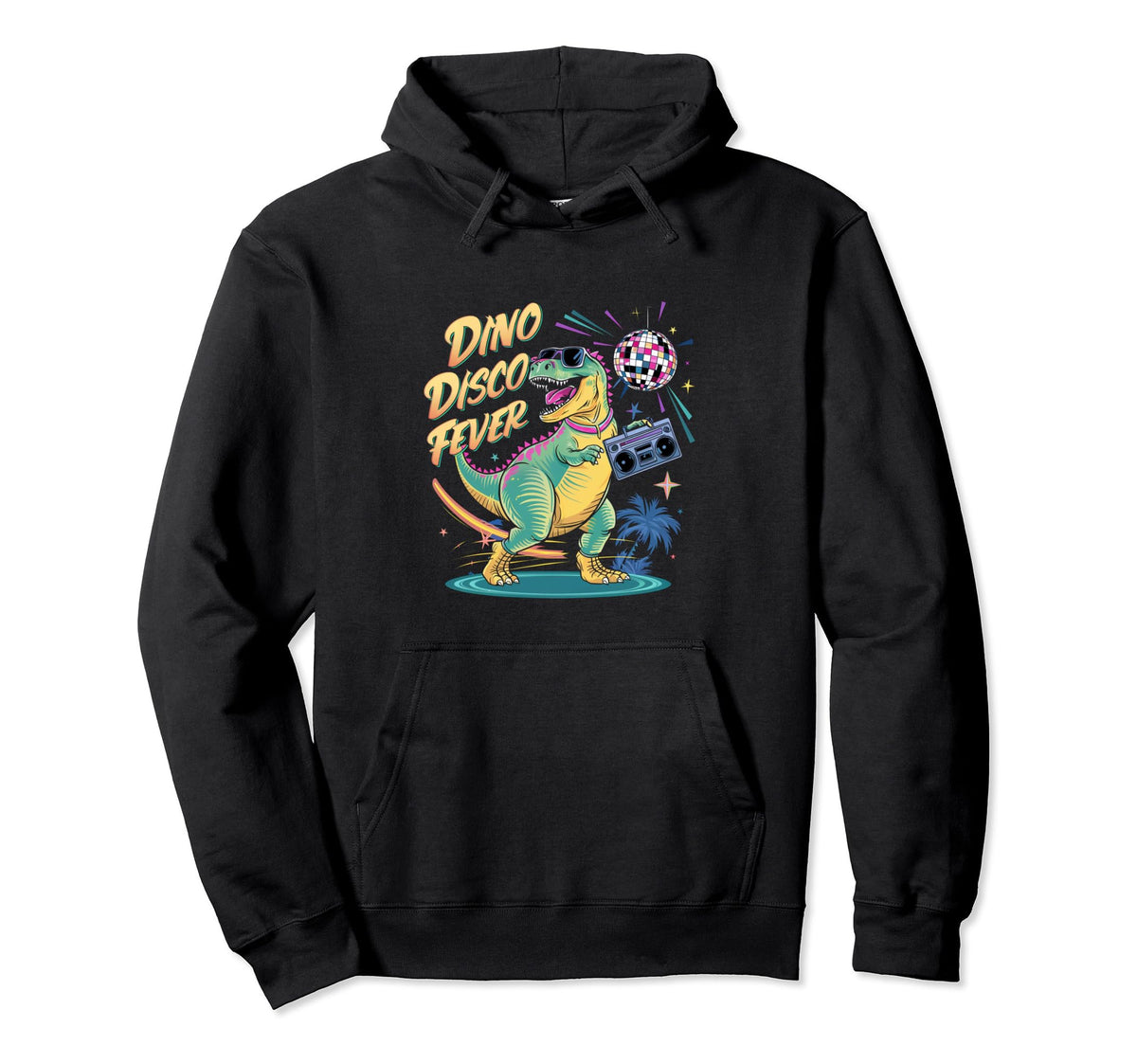 Funny 80S Dinosaur Dino Disco Fever Hoodie - Unique Graphic Men Women