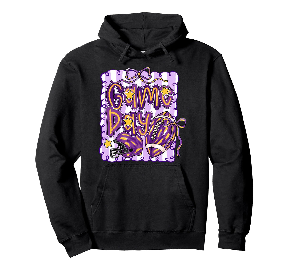 Purple Yellow Gold Football Game Day Hoodie - Streetwear Style Men Women